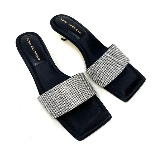 Good American Kickstand Slide Sandal Mules Black Diamond Size 7.5 GA117KD - Picture 3 of 12